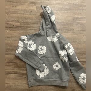 Denim Tear Cotton Wreath Hoodie - Grey